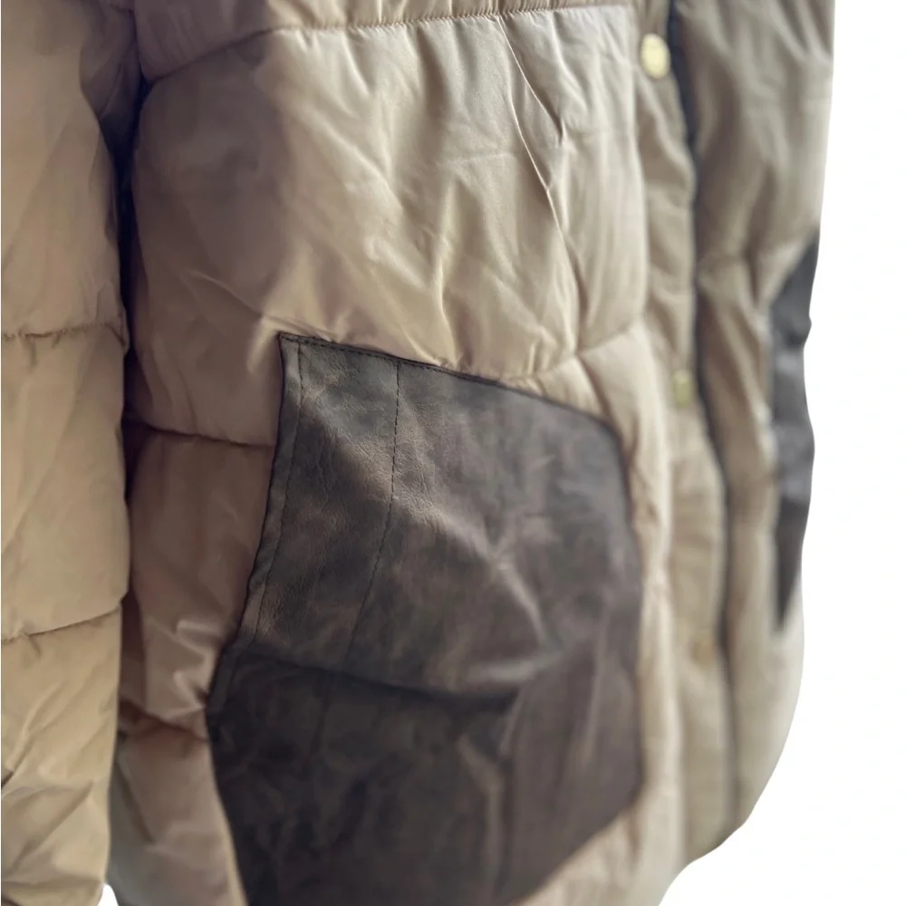 Dennis Basso Size XL Quilted Parka with Faux Fur Trim Hood CAMEL - Picture 4 of 5